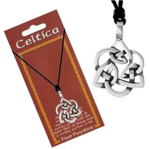 Biżuteria e-shop Sznurkowy naszyjnik, patynowana zawieszka srebrnego koloru - celtycki węzeł