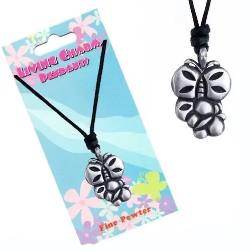 Biżuteria e-shop Sznurkowy naszyjnik z metalową zawieszką dwóch motylów