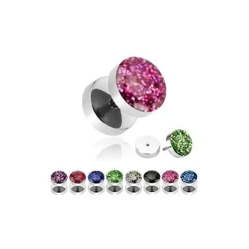 Sztuczny piercing do ucha - błyszczący, wypukły - kolor: ciemny fiolet Biżuteria e-shop