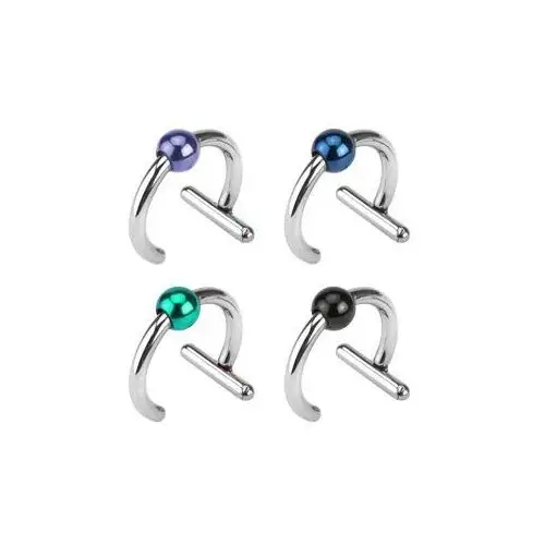 Biżuteria e-shop Sztuczny piercing ze stali chirurgicznej - tytanowa kulka - grubość x średnica x rozmiar kulki: 1,6 x 10 x 4 mm, kolor kolczyka: niebieski