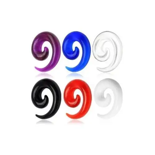 Taper z UV akrylu kolorowa spirala - Szerokość: 3 mm, Kolor kolczyka: Czarny