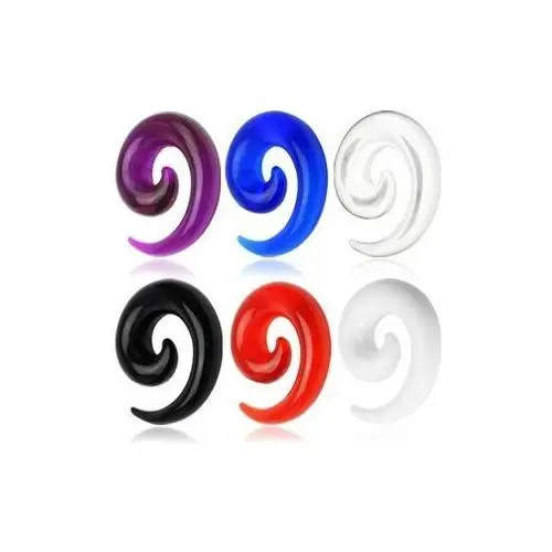 Taper z uv akrylu kolorowa spirala - szerokość: 3 mm, kolor kolczyka: czerwony Biżuteria e-shop