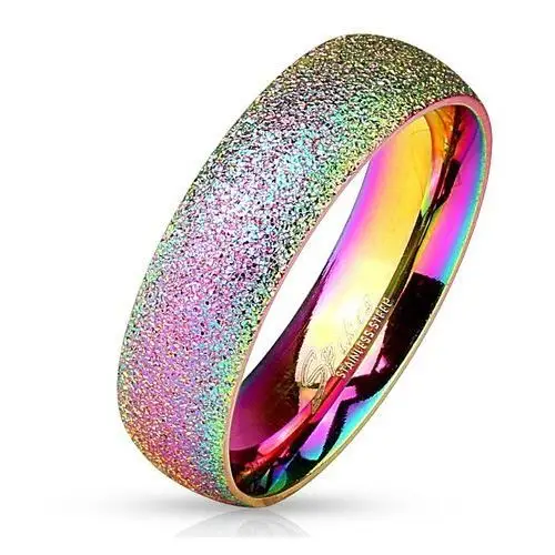 Tęczowy pierścionek ze stali 316l o błyszczącej powierzchni, 6 mm - rozmiar: 67 Biżuteria e-shop