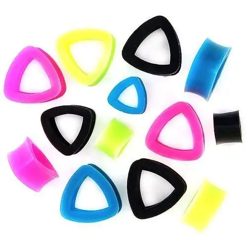 Biżuteria e-shop Tunel do ucha - elastyczny pusty trójkąt - szerokość: 18 mm, kolor kolczyka: neonowy zielony