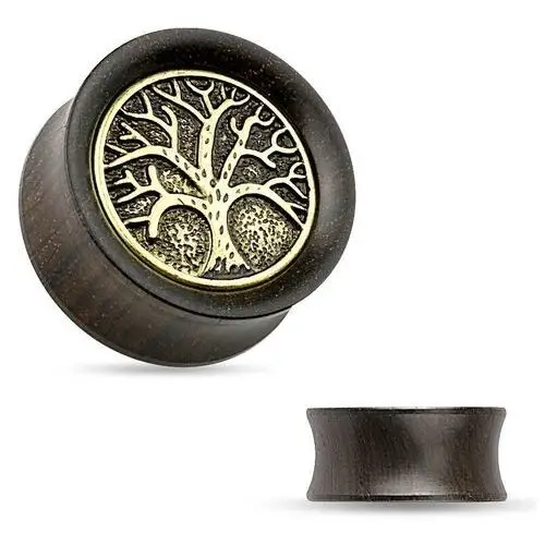 Tunel do ucha z drewna hebanowego, powycinane rozgałęzione drzewo, czarna patyna - szerokość: 10 mm Biżuteria e-shop