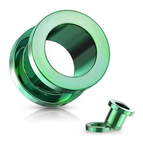 Biżuteria e-shop Tunel do ucha ze stali 316l - błyszcząca powierzchnia zielonego koloru - szerokość: 1.6 mm