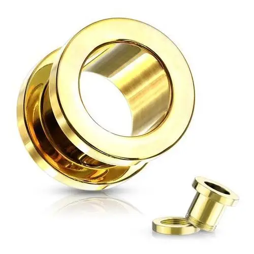 Biżuteria e-shop Tunel do ucha ze stali 316l - błyszcząca powierzchnia złotego koloru - szerokość: 30 mm