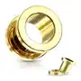 Biżuteria e-shop Tunel do ucha ze stali 316l - błyszcząca powierzchnia złotego koloru - szerokość: 30 mm Sklep
