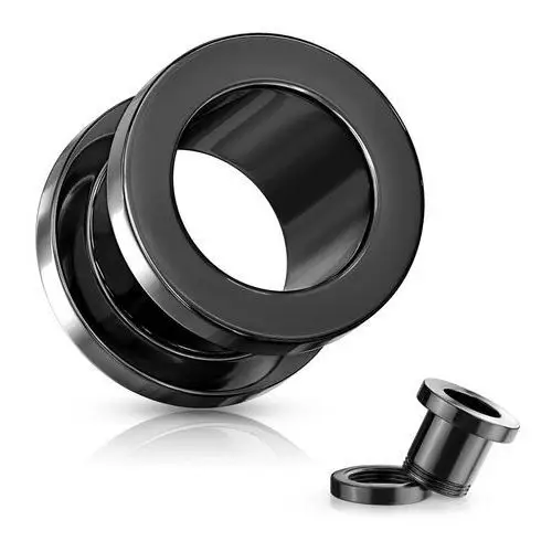 Biżuteria e-shop Tunel do ucha ze stali 316l - błyszcząca powierzchnia czarnego koloru - szerokość: 19 mm