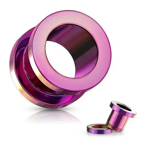Biżuteria e-shop Tunel do ucha ze stali 316l - błyszcząca powierzchnia różowego koloru - szerokość: 25 mm