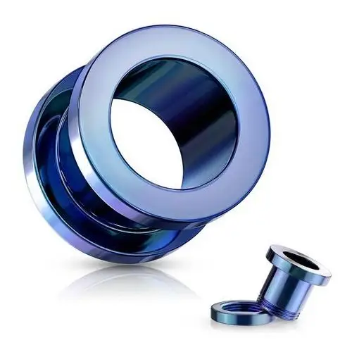 Biżuteria e-shop Tunel do ucha ze stali 316l - błyszcząca powierzchnia niebieskiego koloru - szerokość: 3 mm