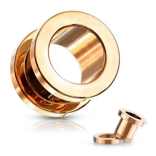 Tunel do ucha ze stali 316l - błyszcząca powierzchnia w kolorze różowego złota - szerokość: 22 mm Biżuteria e-shop