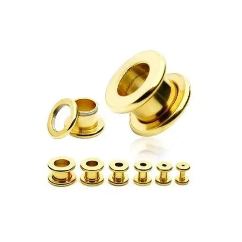 Biżuteria e-shop Tunel do ucha ze stali chirurgicznej - lśniąca powierzchnia złotego koloru - szerokość: 19 mm