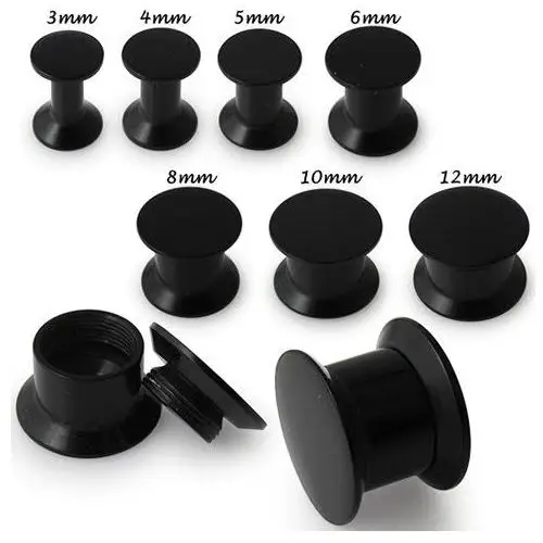 Tunel-plug do ucha o czarnej powierzchni - szerokość: 10 mm Biżuteria e-shop