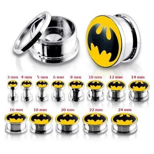 Tunel-plug do ucha ze stali, Batman - Szerokość: 4 mm, V12.08