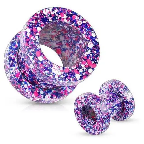 Biżuteria e-shop Tunel ze stali 316l, spryskany fioletowym, różowym, niebieskim i białym kolorem - szerokość: 8 mm