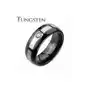 Tungsten czarny pierścionek - srebrny pas, cyrkonia - Rozmiar: 63 Sklep