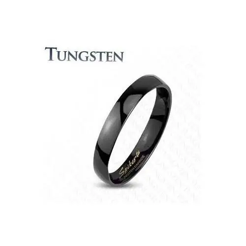 Tungsten gładki czarny pierścionek, wysoki połysk, 2 mm - Rozmiar: 54, kolor czarny