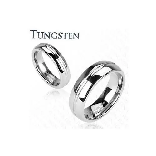 Tungsten obrączka - pierścionek z rowkiem na środku - rozmiar: 64 Biżuteria e-shop