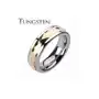 Tungsten pierścionek - ruchomy środkowy pas z różowym złotem - Rozmiar: 49 Sklep