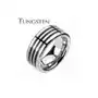 Biżuteria e-shop Tungsten pierścionek z trzema czarnymi paskami na obwodzie - rozmiar: 55 Sklep