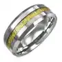 Biżuteria e-shop Tungsten pierścionek z wzorzystym paskiem złotego koloru, 8mm - rozmiar: 59 Sklep