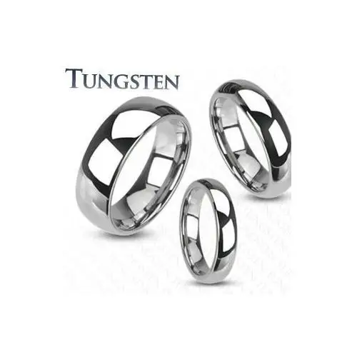 Tungstenowy pierścionek - gładka lśniąca obrączka srebrnego koloru, 8 mm - Rozmiar: 52