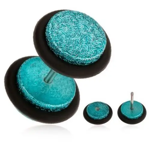 Biżuteria e-shop Turkusowy fake plug do ucha z akrylu, piaskowana powierzchnia, gumki