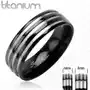 Biżuteria e-shop Tytanowa obrączka - z trzema srebrnymi prążkami, czarna - rozmiar: 68 Sklep