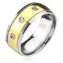 Tytanowy pierścionek - dwukolorowy z cyrkoniami - rozmiar: 62 Biżuteria e-shop Sklep
