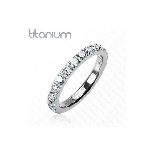 Biżuteria e-shop Tytanowy pierścionek z cyrkoniami na całym obwodzie - rozmiar: 51