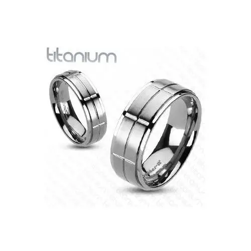 Biżuteria e-shop Tytanowy pierścionek z matowymi prostokątami - rozmiar: 59