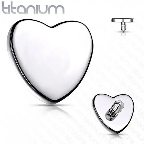 Biżuteria e-shop Tyutanowa wymienna główka do implantu, serce 4 mm, kolor srebrny, grubość 1,6 mm