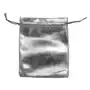 Upominkowy woreczek z materiału lśniącego srebrnego koloru, sznurek Biżuteria e-shop Sklep