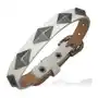 Wąska biała skórzana bransoletka - 3d piramidki Biżuteria e-shop Sklep