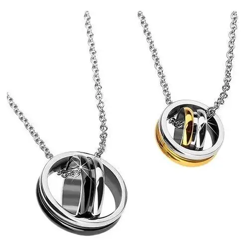 Biżuteria e-shop Wisiorek dla pary - skrzyżowane kółeczka, złote i czarne