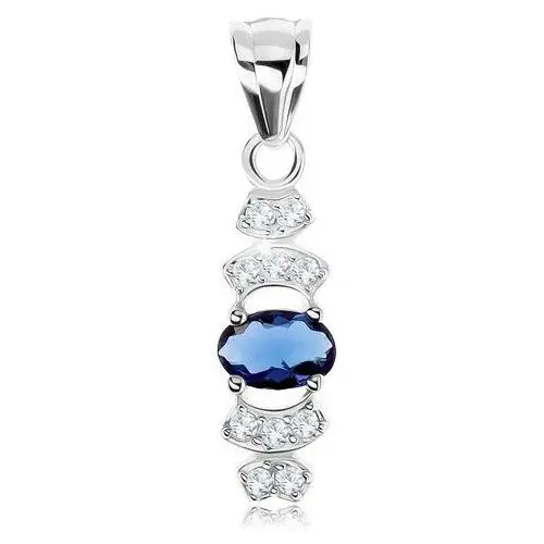 Biżuteria e-shop Wisiorek, srebro 925, niebieska cyrkonia - owal, przejrzyste cyrkoniowe pasy - łuki