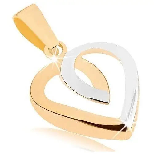 Biżuteria e-shop Wisiorek w 9k złocie - kontur symetrycznego serduszka, dwukolorowe wykończenie