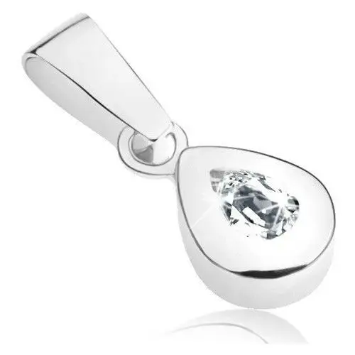 Biżuteria e-shop Wisiorek w białym 9k złocie - lśniący kontur łzy, okrągła przejrzysta cyrkonia