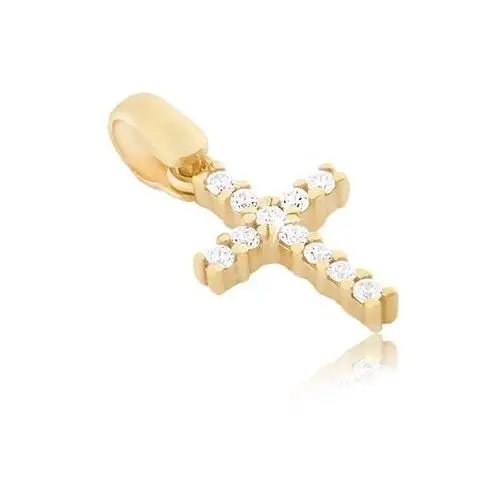 Biżuteria e-shop Wisiorek z 14k złota - mały cyrkoniowy krzyżyk z pałeczkami