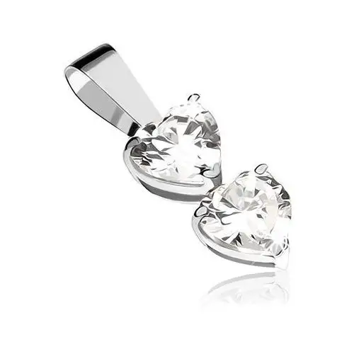 Biżuteria e-shop Wisiorek z białego złota 9k - dwa przezroczyste cyrkoniowe serca w koszyczkach