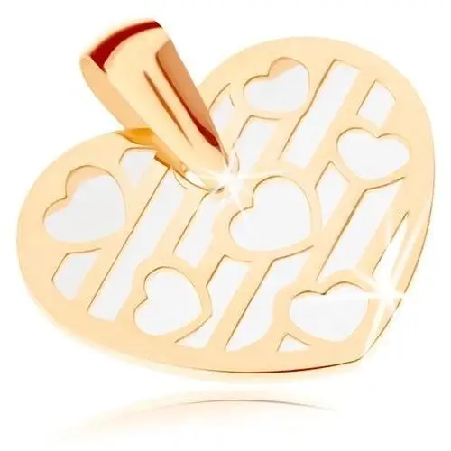 Biżuteria e-shop Wisiorek z żółtego 9k złota - serce zdobione wycięciami, baza perłowa
