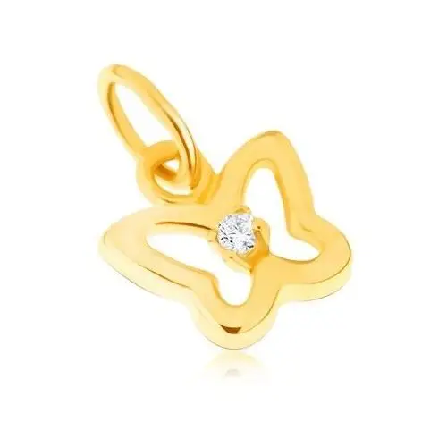 Wisiorek z żółtego złota 14k - lśniące kontury motyla z przezroczystą cyrkonią Biżuteria e-shop