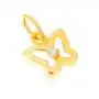 Wisiorek z żółtego złota 14k - lśniące kontury motyla z przezroczystą cyrkonią Biżuteria e-shop Sklep
