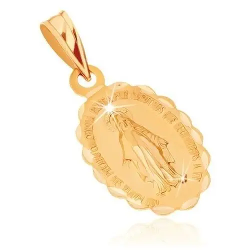 Wisiorek z żółtego złota 9K - dwustronny medalik z Maryją Panną
