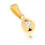 Wisiorek z żółtego złota 9k - łezka z okrągłą przezroczystą cyrkonią na środku Biżuteria e-shop Sklep