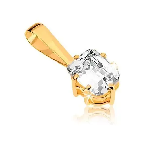 Biżuteria e-shop Wisiorek z żółtego złota 9k - lśniąca szlifowana prostokątna cyrkonia