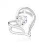 Biżuteria e-shop Wisiorek ze srebra 925, asymetryczny zarys serca, przezroczysta cyrkonia, wycięcia Sklep