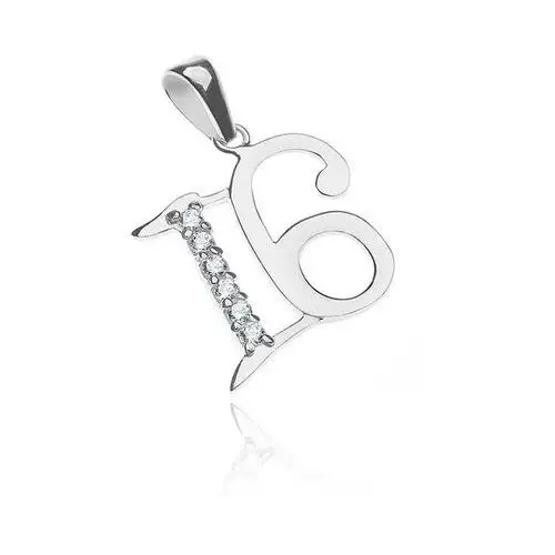 Biżuteria e-shop Wisiorek ze srebra 925 - błyszcząca liczba 16 z cyrkoniami