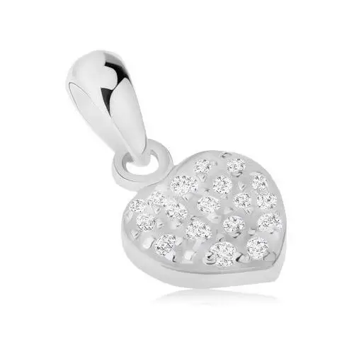 Wisiorek ze srebra 925, błyszczące symetryczne serduszko, przezroczyste cyrkonie Biżuteria e-shop